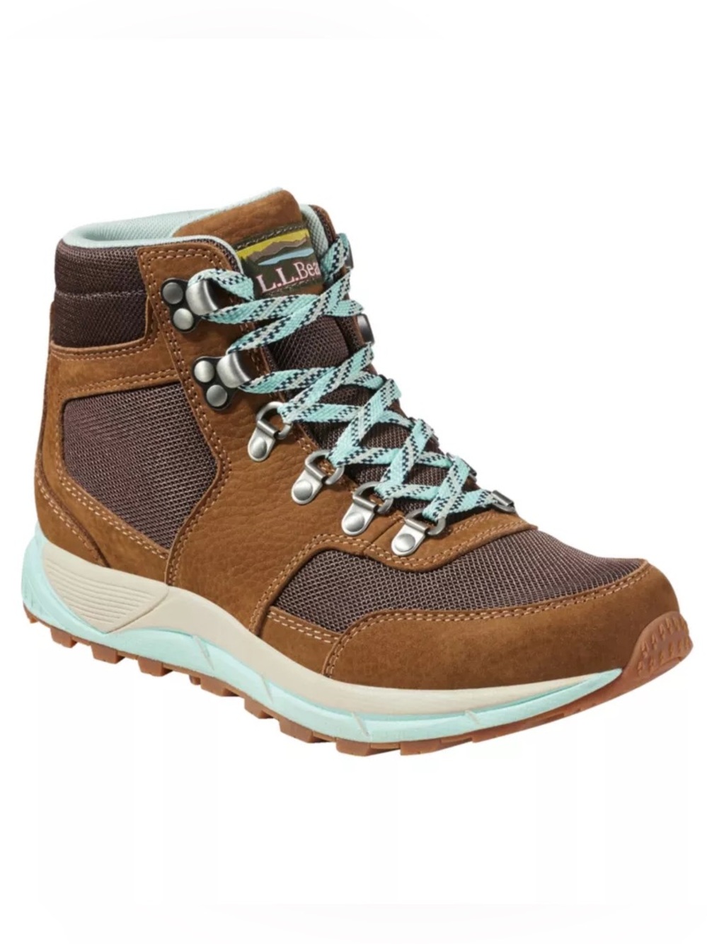 L.L. Bean Classic Mountain Boot Tan Brown Blue Hiking Outdoor Camping Hunting